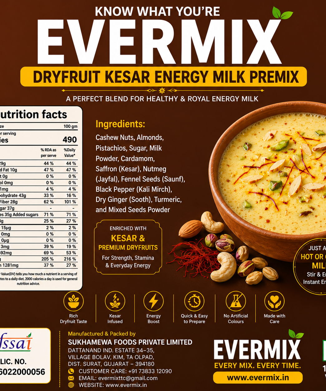 Dryfruit Kesar Energy Milk Premix