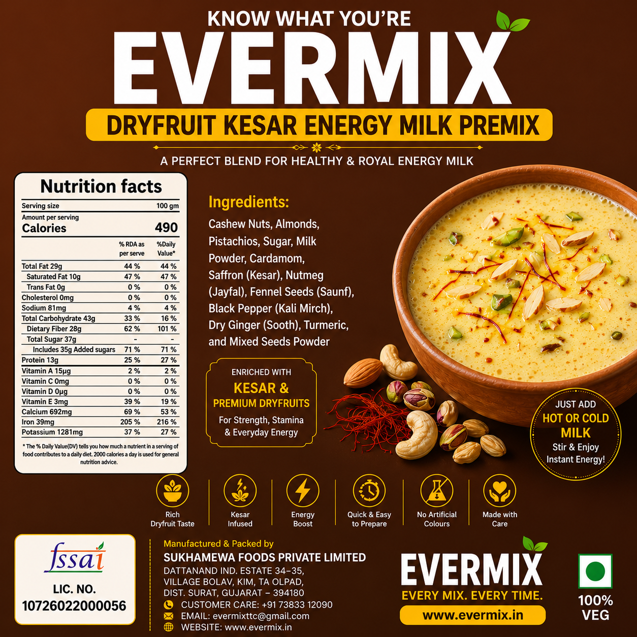 Dryfruit Kesar Energy Milk Premix